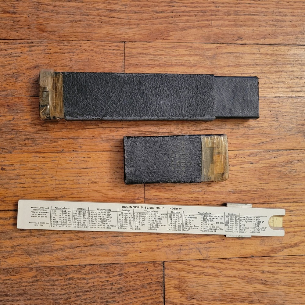 Keuffel Esser Slide Rule Vintage Case 4058 W Beginners Calculator Tool Prop